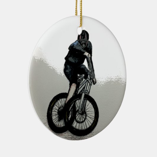 マウンテンバイクもしくは自転車に乗る人MTB BMXサイクリスト セラミックオーナメント (右)