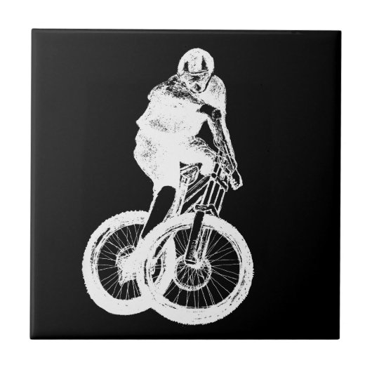マウンテンバイクもしくは自転車に乗る人MTB BMXサイクリスト タイル (正面)