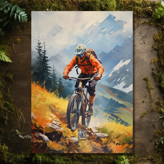 マウンテンバイクウォーターカラーハッピーバースデー カード