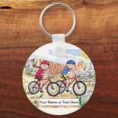 マウンテンバイクカップル漫画 キーホルダー (正面)
