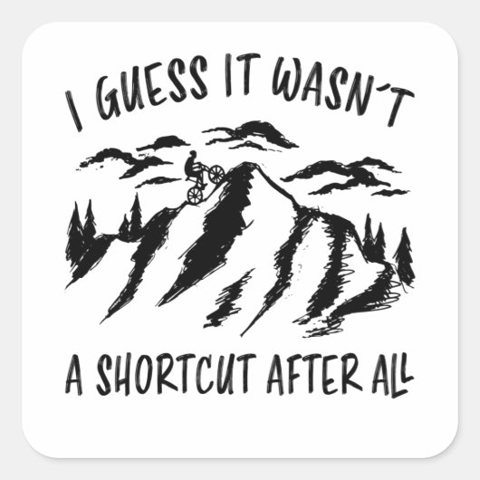 マウンテンバイクサイクリングバイクおもしろいバイクもしくは自転車に乗る人ギフト スクエアシール (正面)