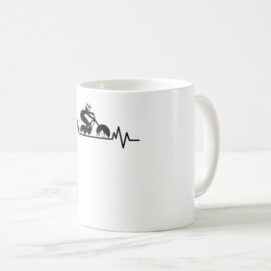 マウンテンバイクダウンヒルハートビートおもしろい自転車ギフト コーヒーマグカップ (正面右)