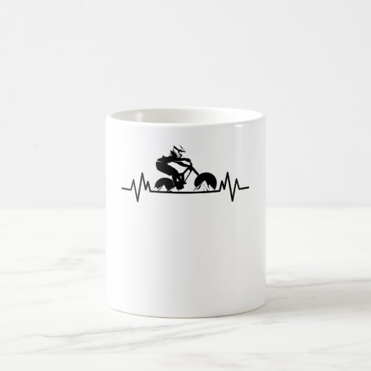 マウンテンバイクダウンヒルハートビートおもしろい自転車ギフト コーヒーマグカップ (中央)