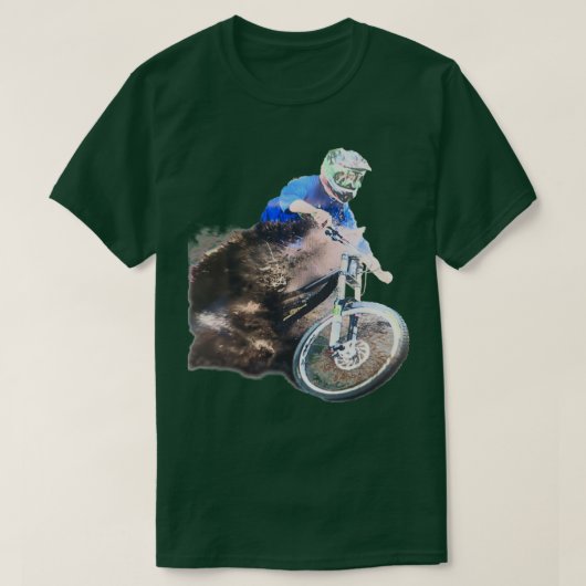 マウンテンバイクダウンヒルレーサーマッド(ばちゃばちゃ)跳ねる Tシャツ (デザイン正面)