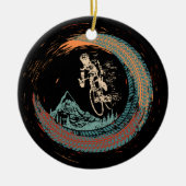 マウンテンバイクダウンヒルMTBヴィンテージマウンテンバイクもしくは自転車に乗る人 セラミックオーナメント (正面)