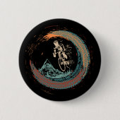 マウンテンバイクダウンヒルMTBヴィンテージマウンテンバイクもしくは自転車に乗る人 缶バッジ (正面)