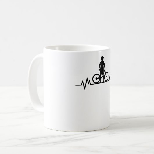マウンテンバイクハートビートマウンテンバイクサイクリングギフト コーヒーマグカップ (正面左)