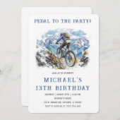 マウンテンバイクバースデーパーティーテンプレート 招待状 (正面/裏面)