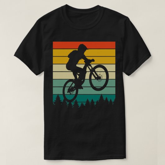 マウンテンバイクマウンテンバイクレトロヴィンテージバイクもしくは自転車に乗る人BM Tシャツ (デザイン正面)