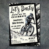 マウンテンバイクモダンスケッチスタイル誕生日 招待状