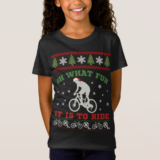 マウンテンバイクライダー、ああ何おもしろいクリスマス醜いSw Tシャツ (正面)