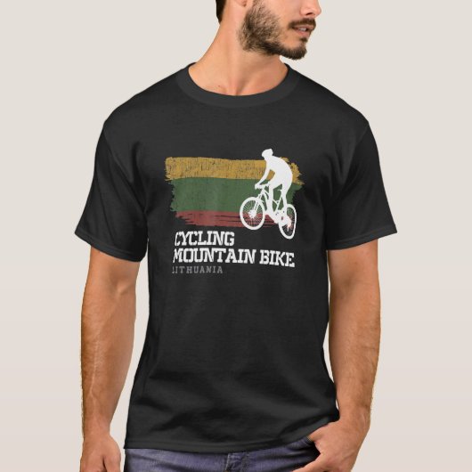 マウンテンバイクリトアニアMTBダウンヒルバイクもしくは自転車に乗る人サイクリング Tシャツ (正面)