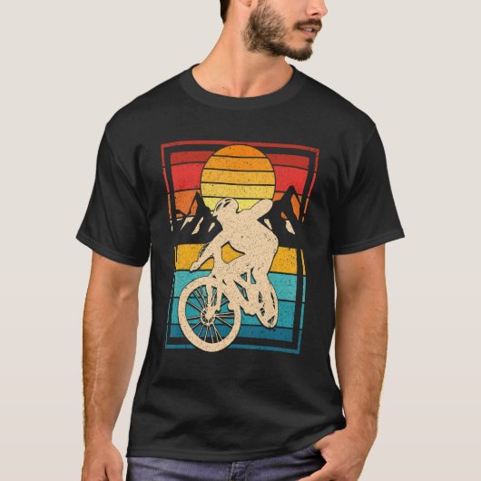 マウンテンバイク男性へウィメンズレトロ Tシャツ (正面)