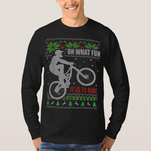 マウンテンバイク醜いクリスマスマウンテンサイクリング Tシャツ (正面)