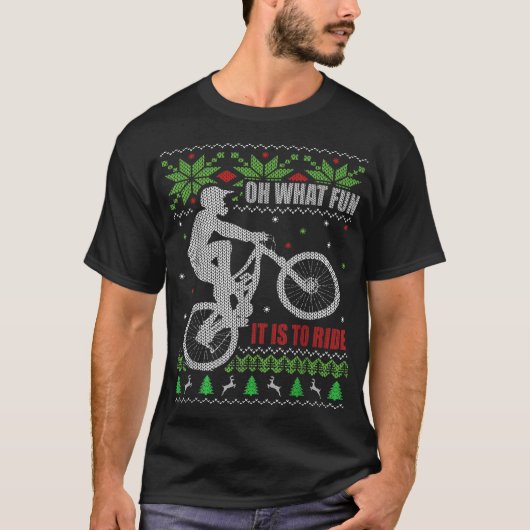 マウンテンバイク醜いクリスマスマウンテンサイクリング Tシャツ (正面)