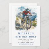 マウンテンバイク8thバースデーパーティーテンプレート 招待状 (正面/裏面)