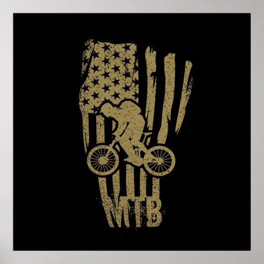 マウンテンバイク アメリカ国旗 MTB 愛国 ポスター (正面)