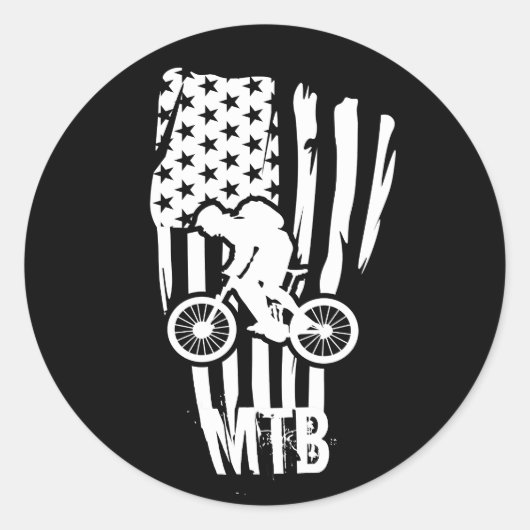 マウンテンバイク アメリカ国旗 MTB 愛国 ラウンドシール (正面)