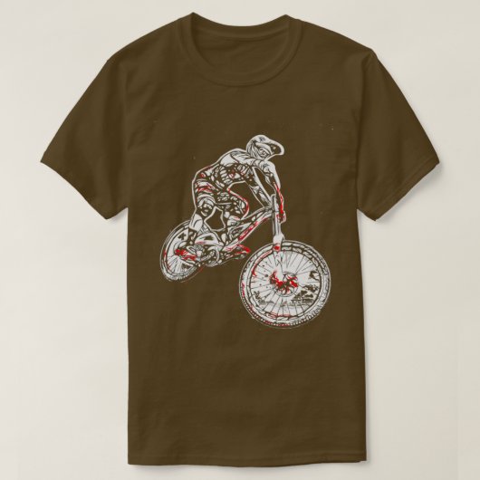 マウンテンバイク，ダウンヒル， MTB,バイクもしくは自転車に乗る人，バイク Tシャツ (デザイン正面)