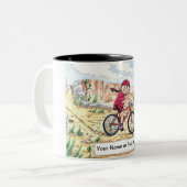 マウンテンバイク – 女性マンガ ツートーンマグカップ (正面左)