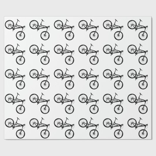 マウンテンバイク-白の黒 ラッピングペーパー (フラット)