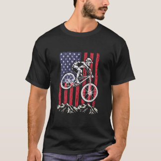 マウンテンバイクMtbダウンヒルサイクリングアメリカンフラグB Tシャツ