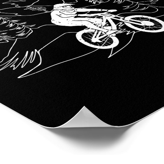 マウンテンバイクMTBダウンヒルヴィンテージマウンテンバイクもしくは自転車に乗る人 ポスター (角)