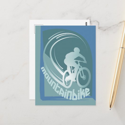 マウンテンバイクMTBマウンテンバイク葉書 ポストカード (正面/裏面インサイチュ)
