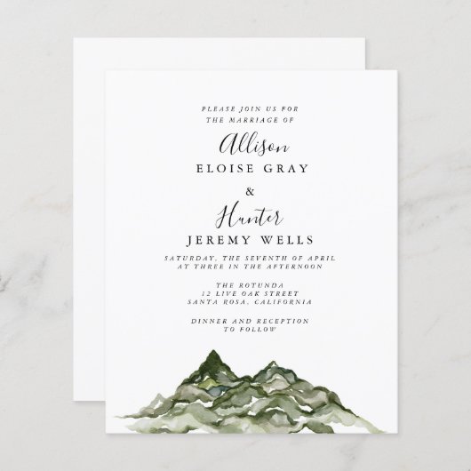 マウンテンバジェット結婚式招待状フライヤー (正面/裏面)