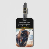 マウンテンバレーのバッファロー放牧 ラゲッジタグ (正面縦)