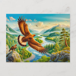 マウンテンバレーの上のゴールデンイーグル シーズンポストカード