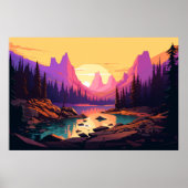 マウンテンバレーリバーランドスケープ自然 ポスター (正面)