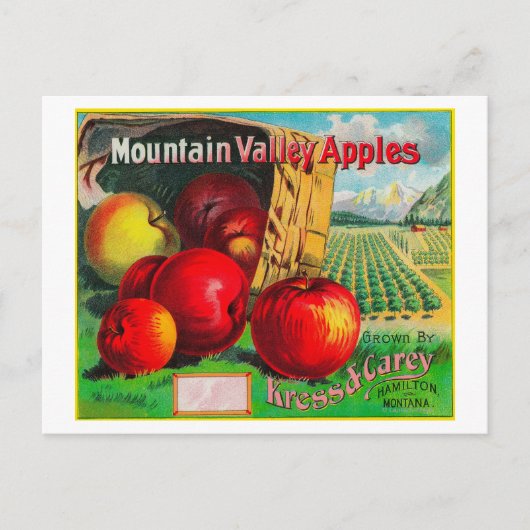 マウンテンバレーApple LabelHamilton, MT ポストカード (正面)