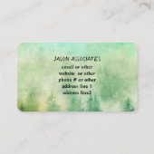 マウンテンパインズ自然アートグリーンとティール（緑がかった色） 名刺 (裏面)