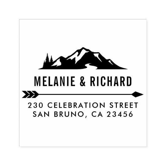 マウンテンパインツリーアンドアローカスタム差出人住所 ラバースタンプ (インプリント)