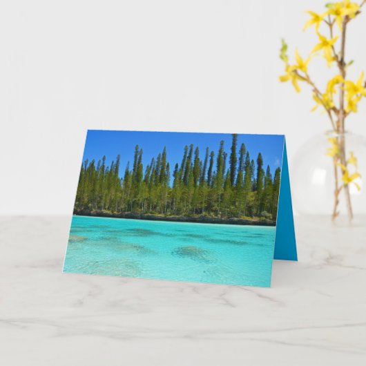 マウンテンパインツリーパラダイストロピカルブルーレイク カード (黄色い花)