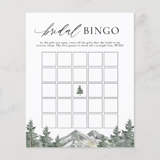 マウンテンパインツリーブライダルシャワーブライダルビンゴゲーム (正面)
