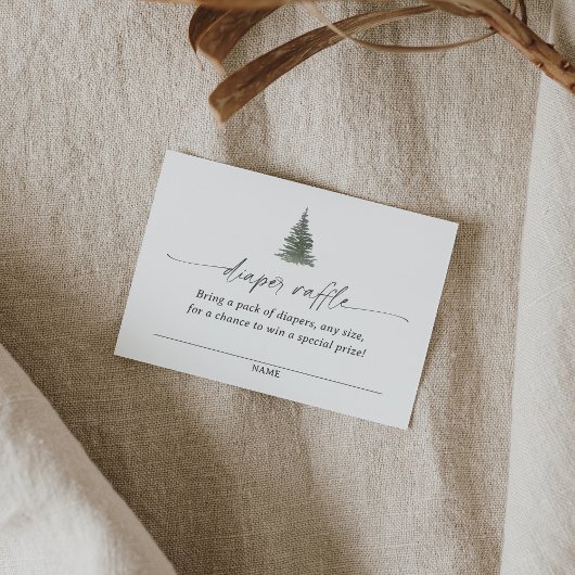 マウンテンパインツリーベビーシャワーおむつラッフル エンクロージャーカード