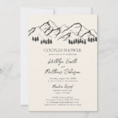 マウンテンパインツリー素朴屋外カップルのシャワー 招待状 (正面)