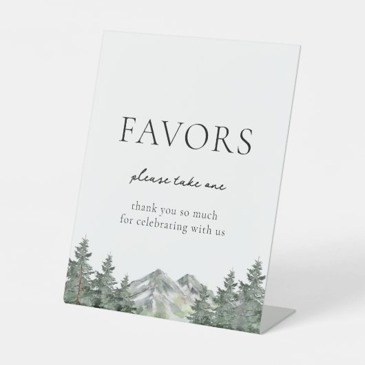 マウンテンパインツリー結婚式の引き出物標識 台座サイン (正面)