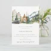 マウンテンパインフォレストキャビンブライダルシャワー招待状 サンキューカード (スタンド正面)