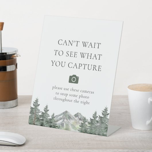 マウンテンパイン結婚の使い捨てカメラの看板 台座サイン (インサイチュ)