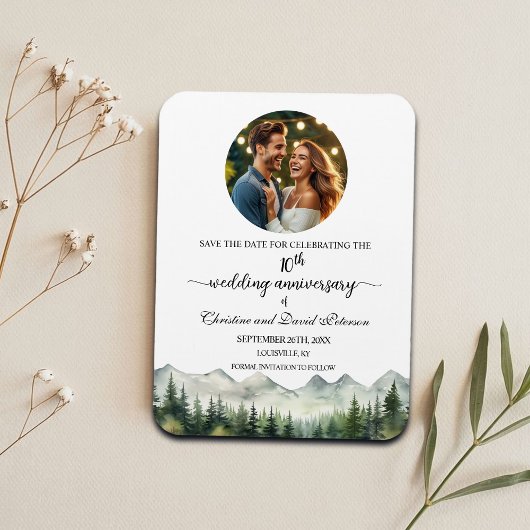 マウンテンパイン10回目結婚記念日Save the Date マグネット