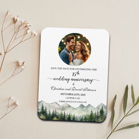 マウンテンパイン15周年記念結婚記念日Save the Date マグネット