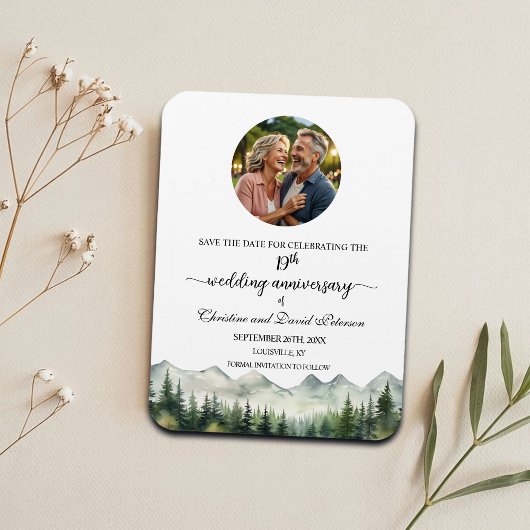 マウンテンパイン19回目結婚記念日 Save the Date マグネット