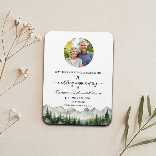 マウンテンパイン76周年記念結婚記念日Save the Date マグネット