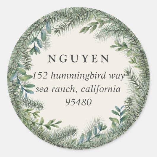 マウンテンパイン |休日の差出人住所 ラウンドシール (正面)