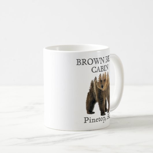 マウンテンパーソナライズされたキャビンロッジベアレンタル コーヒーマグカップ (正面右)