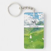 マウンテンビューでかわいいバニーをパーソナライズ キーホルダー (正面)