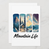 マウンテンビューとフォレストキャビンと湖 招待状 (正面/裏面)